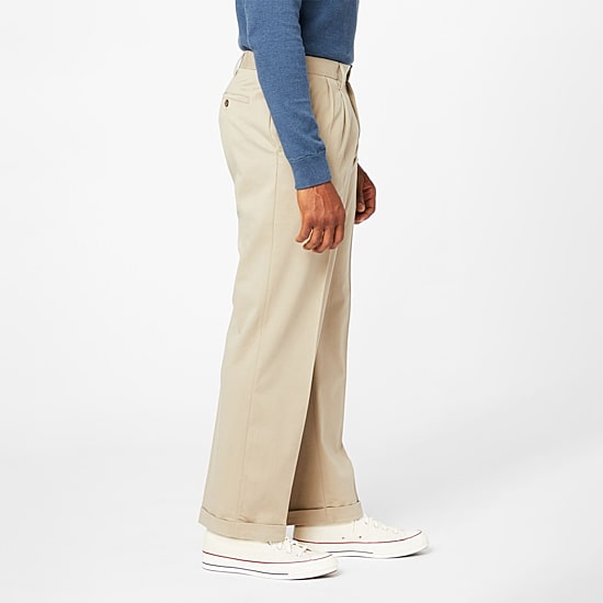 Dockers Comfort Khaki Mens Comfort Waistband Relaxed Fit Pleated Pant