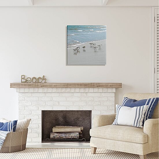 Stupell Industries Sandpipers Flock Sandy Beach Shore Canvas Art