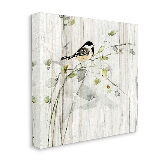 Stupell Industries Bird Perched Birch Pattern Canvas Art