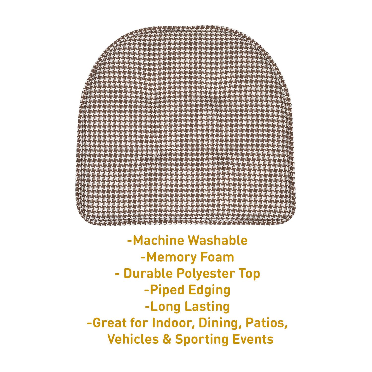 Sweet Home Collection™ Houndstooth Stitch U Shaped Memory Foam 17" x 16" Chair Cushions