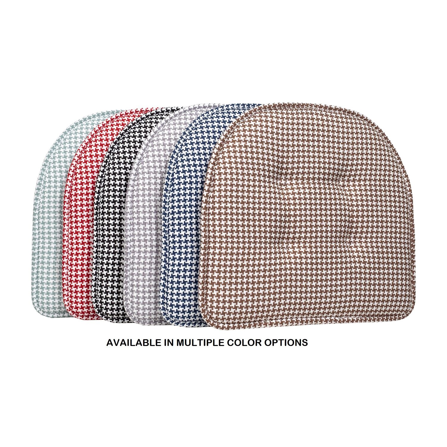 Sweet Home Collection™ Houndstooth Stitch U Shaped Memory Foam 17" x 16" Chair Cushions