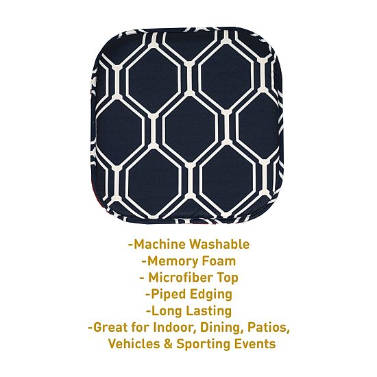 Sweet Home Collection™ Mirage Hexagonal Memory Foam No Slip Back 16" x 16" Chair Pad Cushion