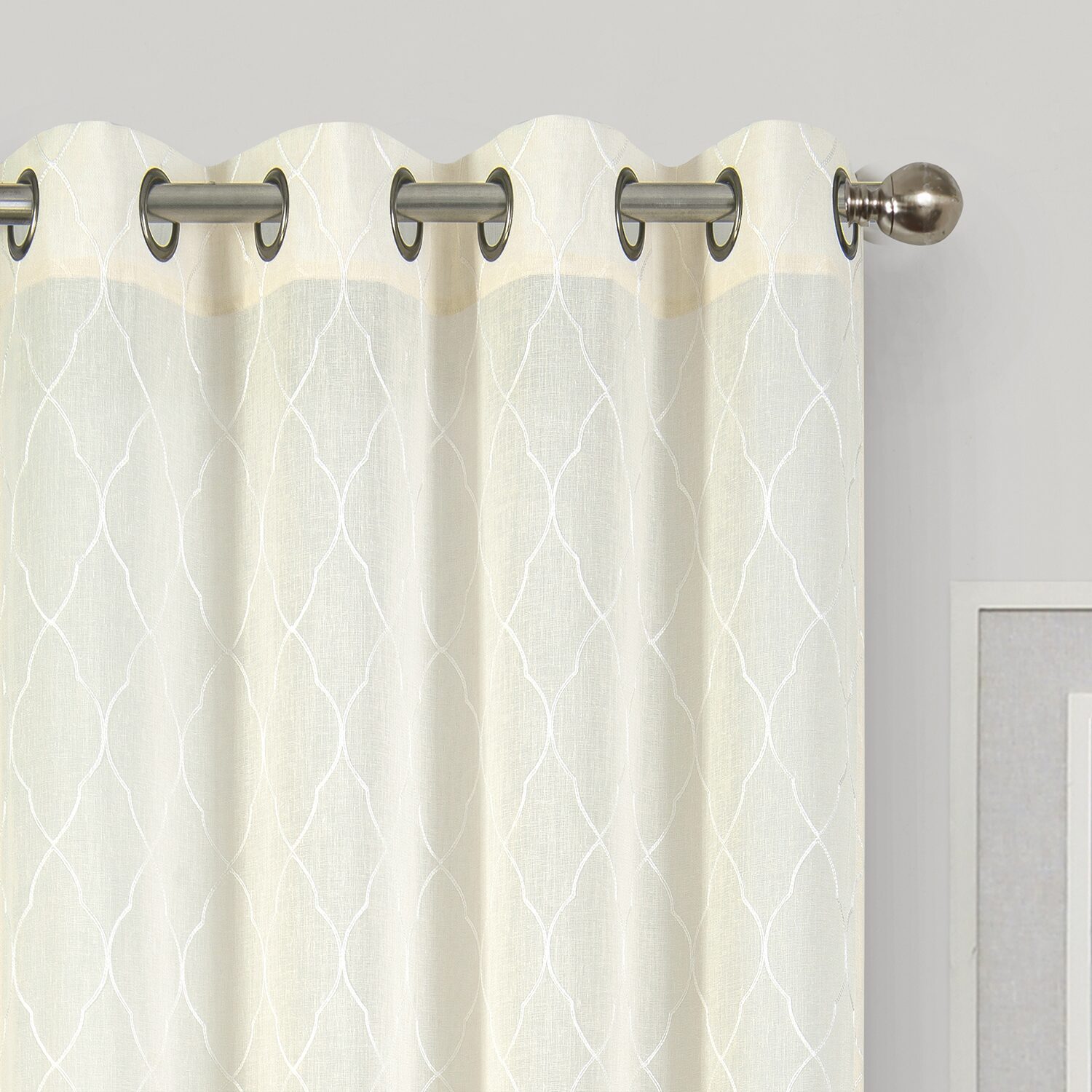 Regal Home Bayview Grommet Top Embroidered Sheer Single Curtain Panel