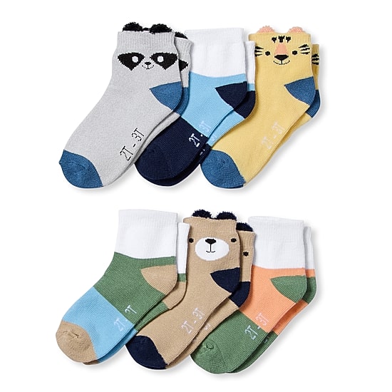 Okie Dokie Little & Big Kid Boys 6 Pair Quarter Ankle Socks