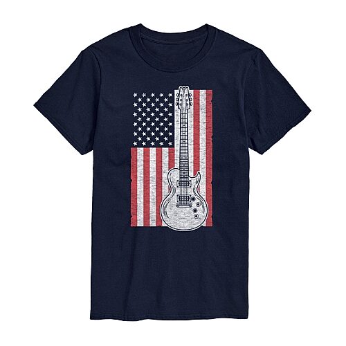 Airwaves Men's American Flag Guitar Short Sleeve T-Shirt - Blue