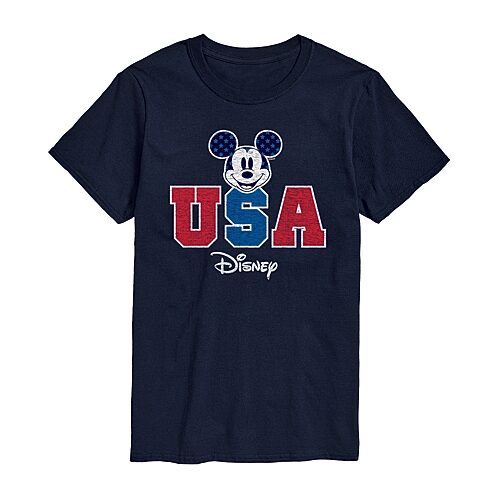 Mens Short Sleeve Americana Mickey Mouse Graphic T-Shirt, Medium, Blue