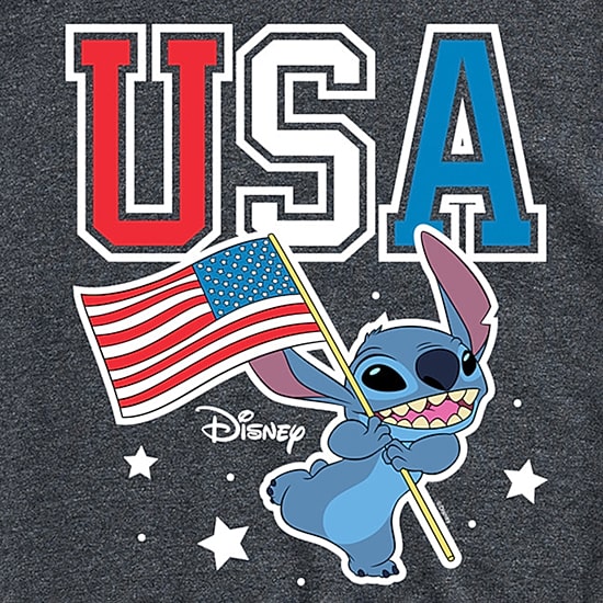 Mens Short Sleeve Americana Lilo & Stitch Stitch Graphic T-Shirt