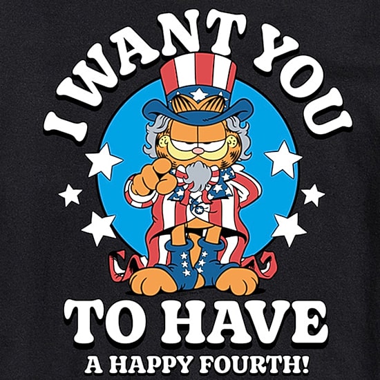 Mens Short Sleeve Americana Garfield Graphic T-Shirt