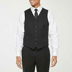 black dress vests for men Zegarie Suit Separates Black Solid Men's Vests Black / 50 / MV346-01