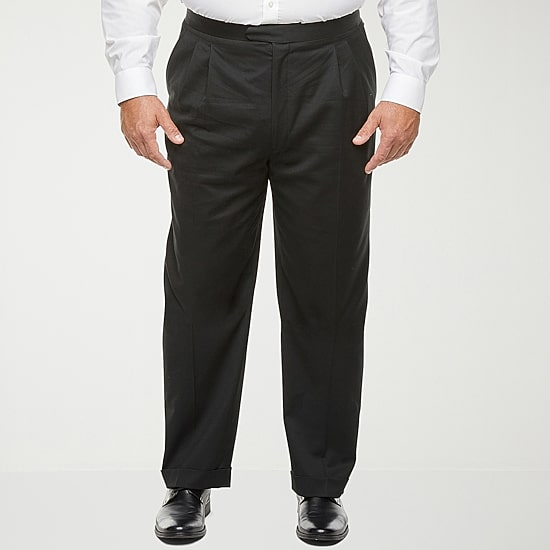 Stafford Coolmax All Season Ecomade Men's Big and Tall Classic Fit Tuxedo Pant | Black | Big Tall 52