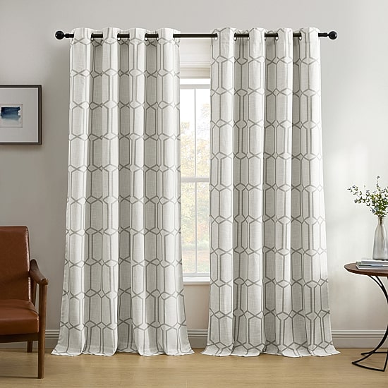 Elrene Home Fashions Kaiden Geometric Grommet Top Blackout Single Curtain Panel