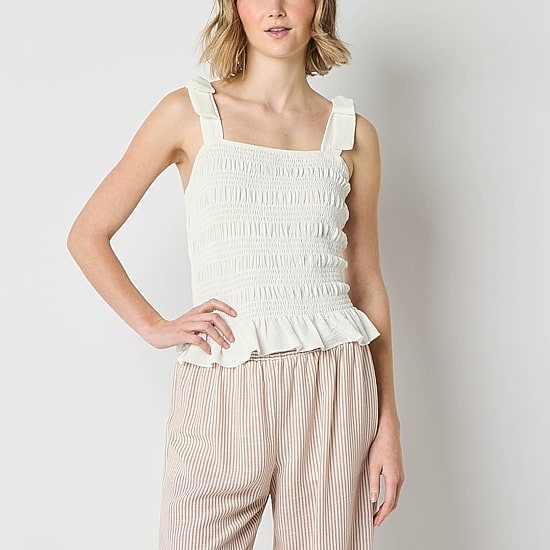 Brannan Womens Square Neck Sleeveless Blouse