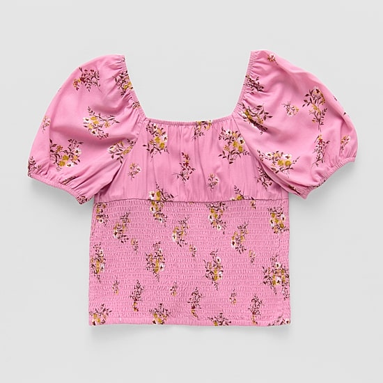 Thereabouts Little & Big Kid Girls U Neck Short Sleeve Blouse