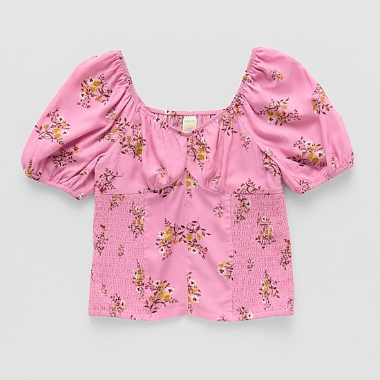 Thereabouts Little & Big Kid Girls U Neck Short Sleeve Blouse