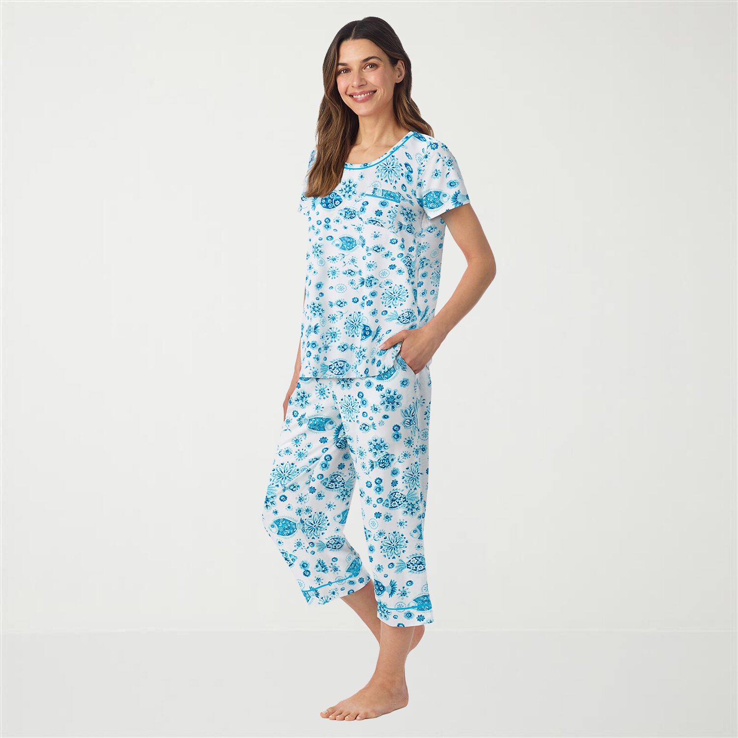 Cuddl Duds Womens Short Sleeve 2-pc. Pajama Set