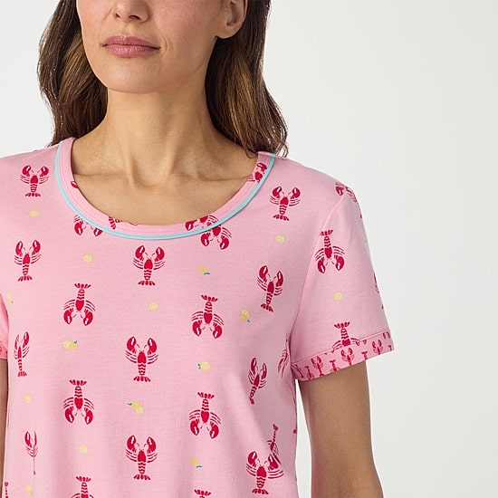 Cuddl Duds Womens Short Sleeve 2-pc. Pajama Set