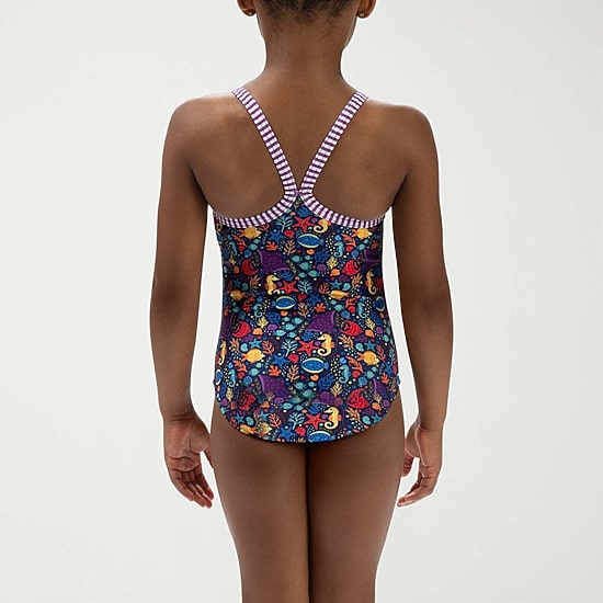 Dolfin Toddler Girls Easy-on + Easy-off Sleeveless One Piece Swimsuit