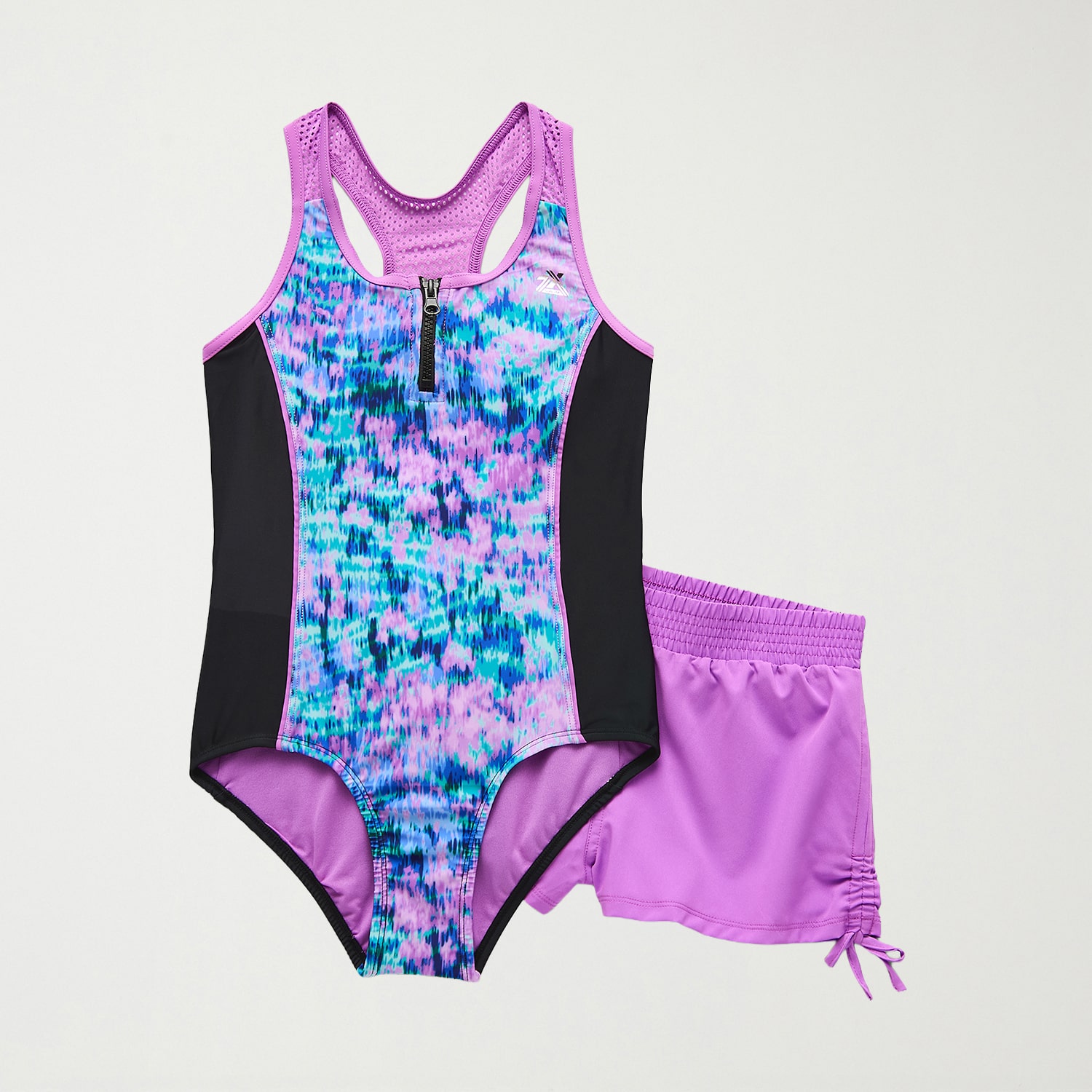 ZeroXposur Big Kid Girls Tie Dye Sleeveless One Piece Swimsuit