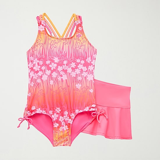 ZeroXposur Little & Big Kid Girls Floral Sleeveless One Piece Swimsuit
