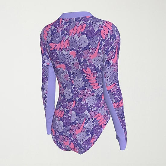 Nike Little & Big Kid Girls Floral Long Sleeve One Piece Swimsuit