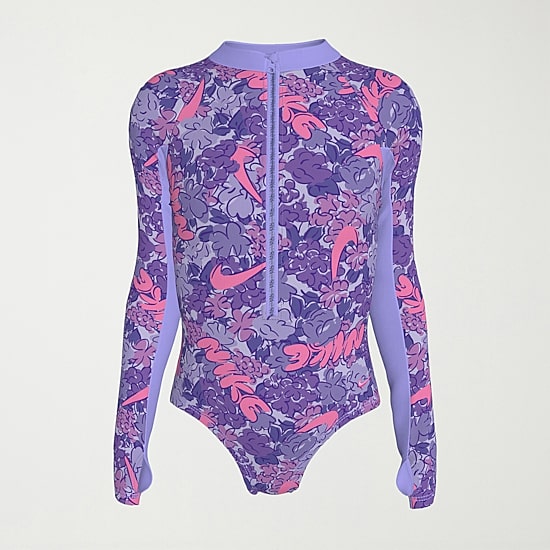 Nike Little & Big Kid Girls Floral Long Sleeve One Piece Swimsuit