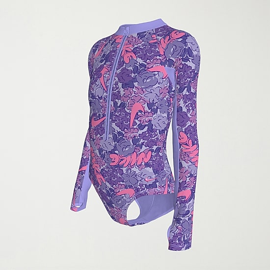 Nike Little & Big Kid Girls Floral Long Sleeve One Piece Swimsuit