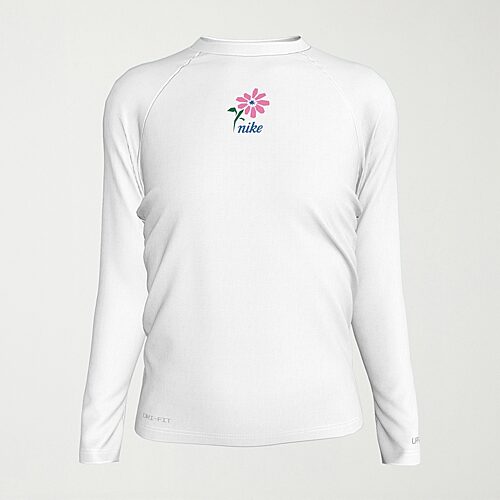 Nike Little & Big Kid Girls Long Sleeve One Piece Swimsuit, Small (7-8), White