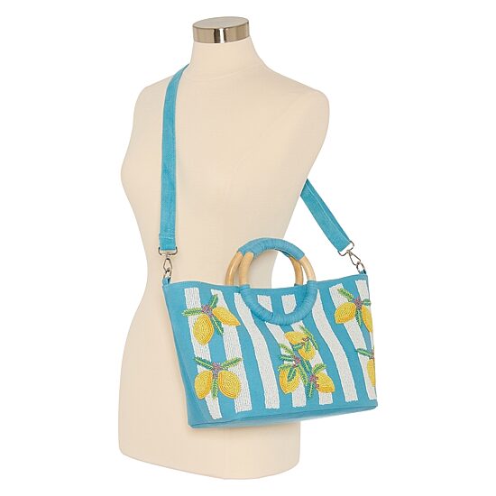 SOL and MER Beaded Lemon Tote Bag