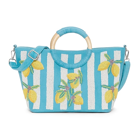 SOL and MER Beaded Lemon Tote Bag