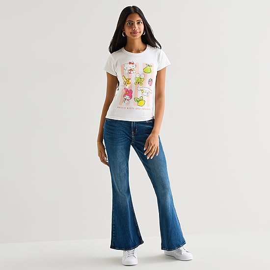 Womens Crew Neck Short Sleeve Regular Fit Hello Kitty Graphic T-Shirt