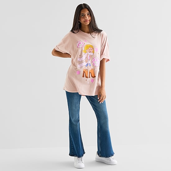 Lizzie Mcguire Oversized Tee Womens Crew Neck Short Sleeve Regular