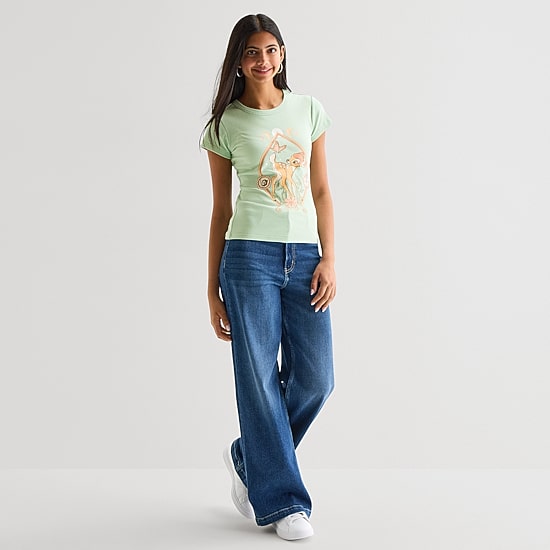 Bambi Baby Tee Womens Crew Neck Short Sleeve Regular Fit Bambi Graphic T-Shirt