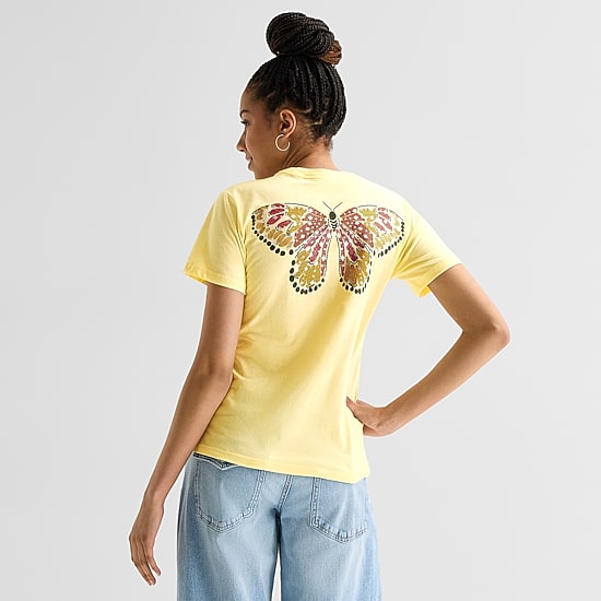 Butterfly Keep Going Boyfriend Tee Womens Juniors Crew Neck Short Sleeve Regular Fit Graphic T-Shirt