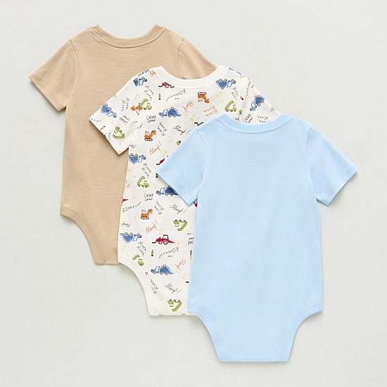 Okie Dokie Baby Boys Crew Neck Short Sleeve 3-pc. Bodysuit