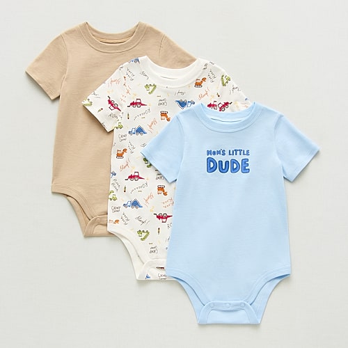 Okie Dokie Baby Boys Crew Neck Short Sleeve 3-pc. Bodysuit, 24 Months, White