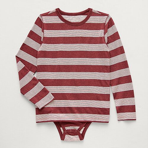 Thereabouts Little & Big Kid Boys Bodysuit Closure Easy-on + Easy-off Adaptive Crew Neck Long Sleeve Bodysuit In Red
