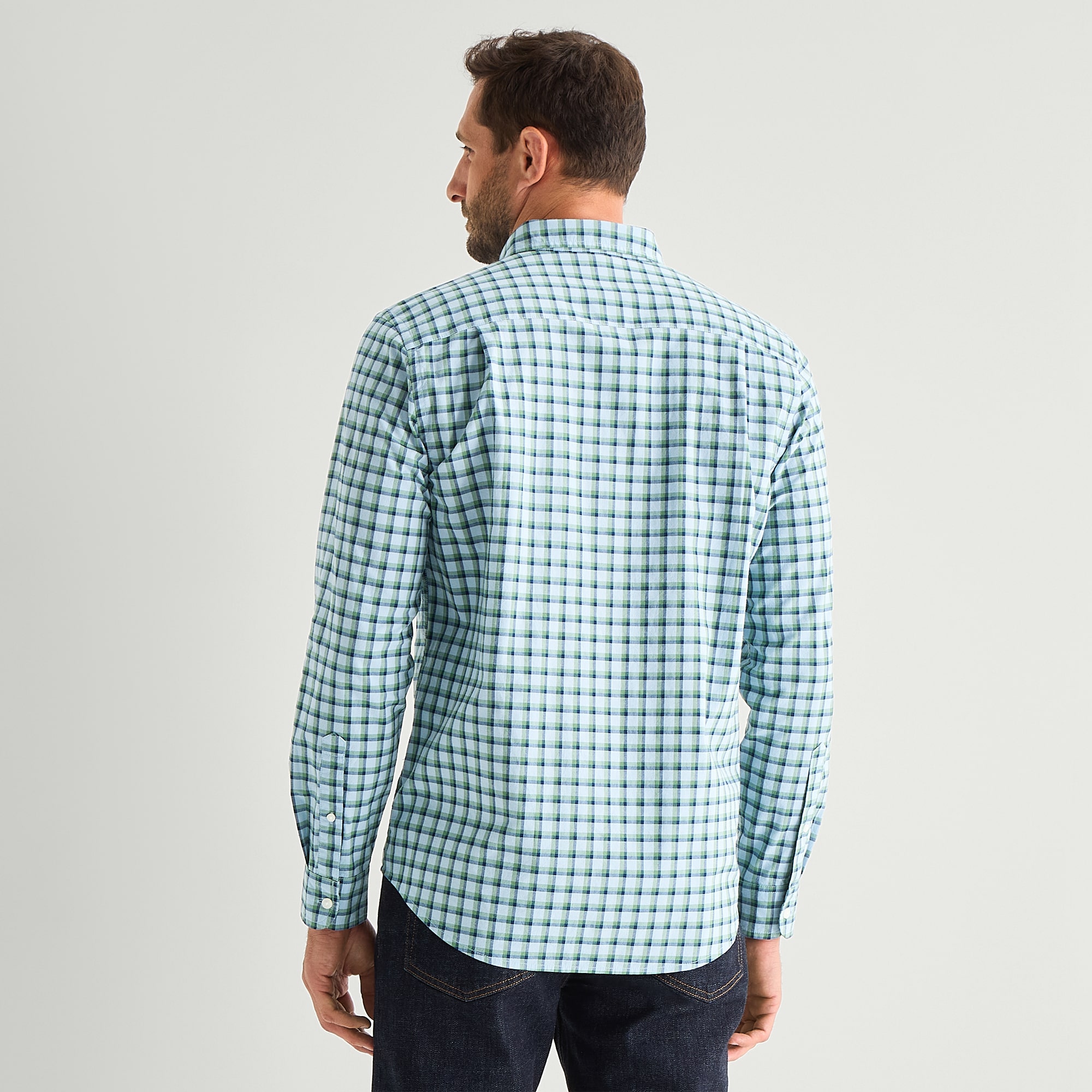 St. John's Bay Stretch Poplin Mens Long Sleeve Classic Fit Button-Down Shirt