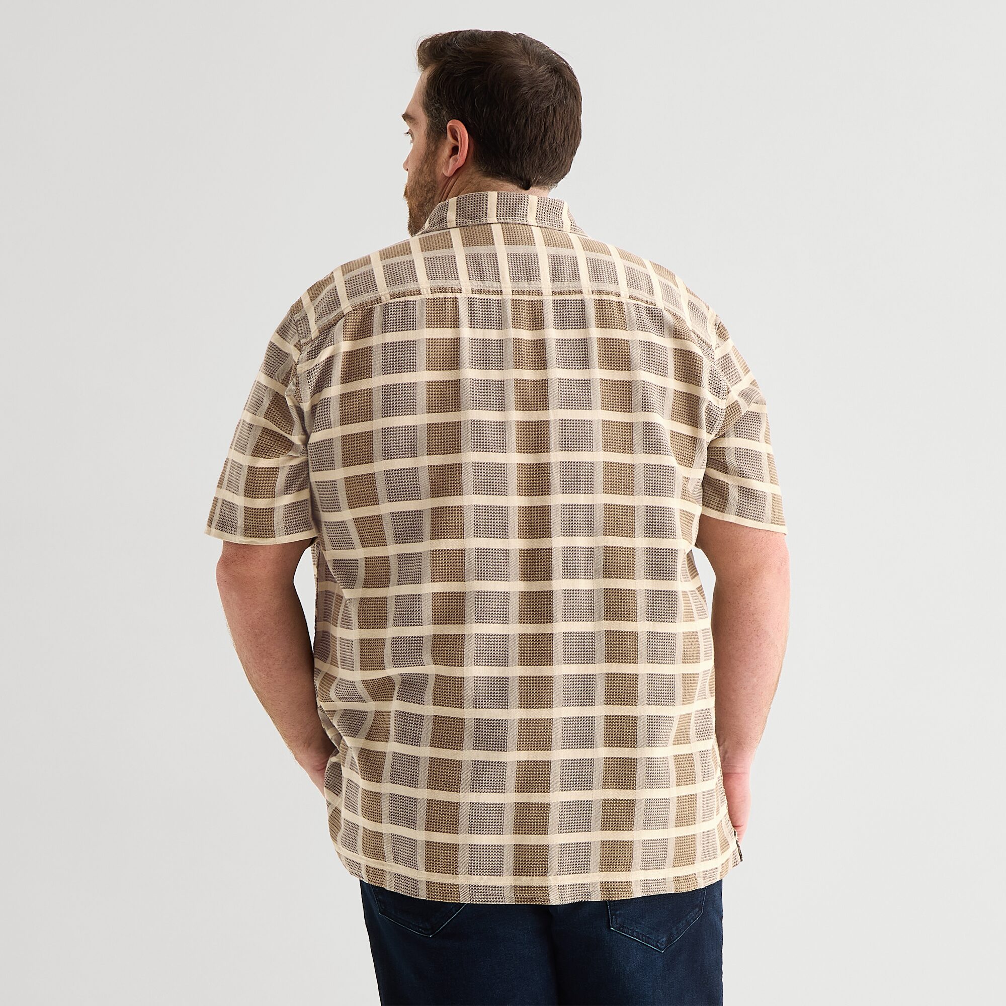 mutual weave Mens Short Sleeve Classic Fit Big and Tall Button-Down Shirt