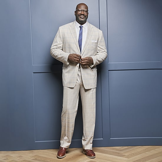 Shaquille O'Neal XLG™ Mens Big and Tall Stretch Fabric Regular Fit Plaid Flat Front Suit Pant