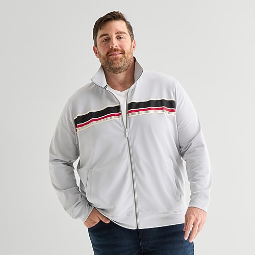 Shaquille O'Neal XLG Tricot Mens Big and Tall Lightweight Track Jacket, Medium Tall, Gray