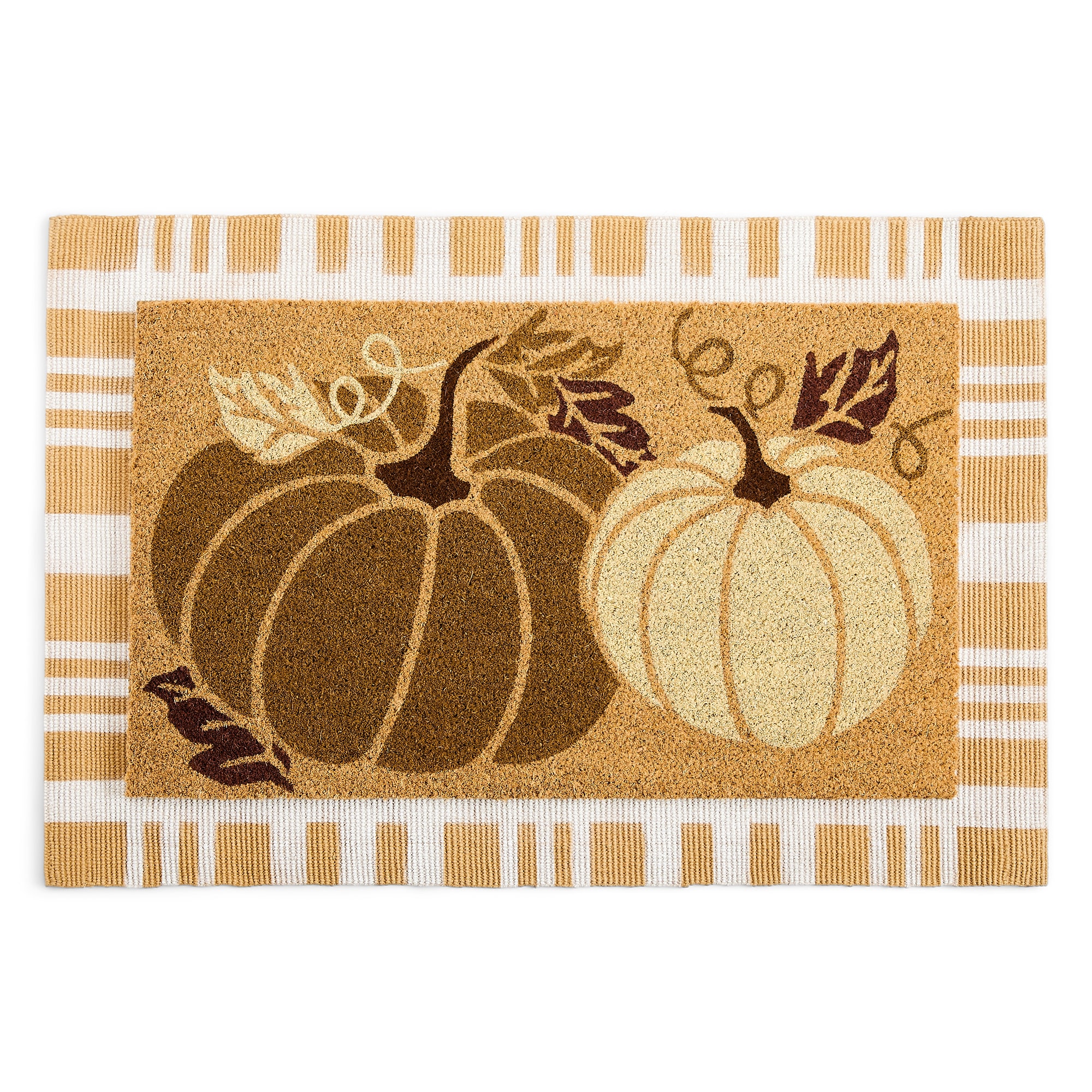 Layerings Neutral Pumpkin Layered Set Indoor Outdoor Rectangular Doormat