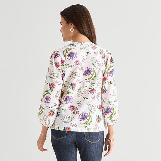 St. John's Bay Womens Henley Neck 3/4 Sleeve Blouse
