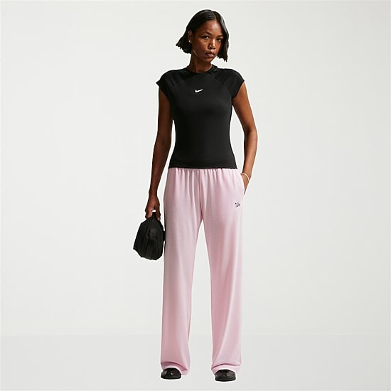 Nike Womens Drawstring Waist Lightweight Moisture Wicking Straight Low Rise Regular Fit Sweatpant