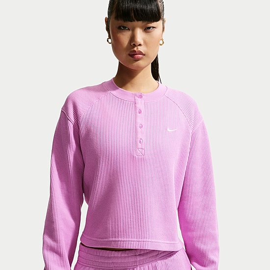 Nike Womens Long Sleeve Regular Fit Henley Shirt