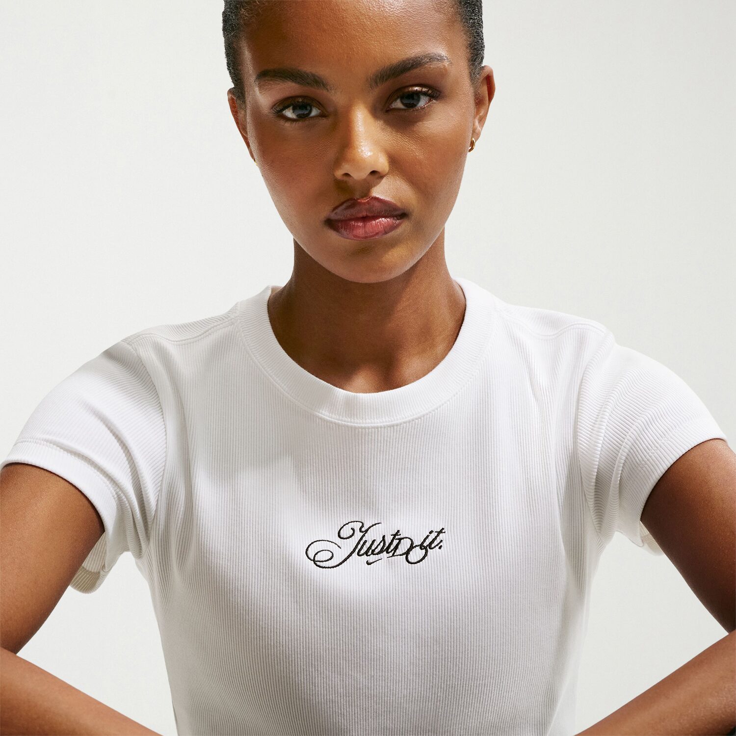Nike Womens Crew Neck Short Sleeve Active Crop Top