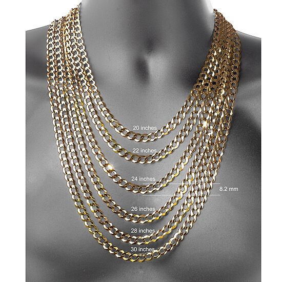 10K Yellow Gold 8.2MM Curb Necklace