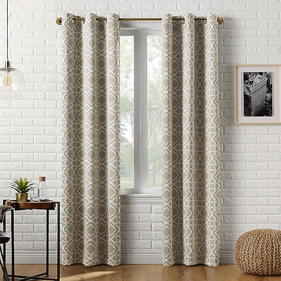 Sun Zero Barnett Trellis Grommet Top Energy Saving Blackout Single Curtain Panel