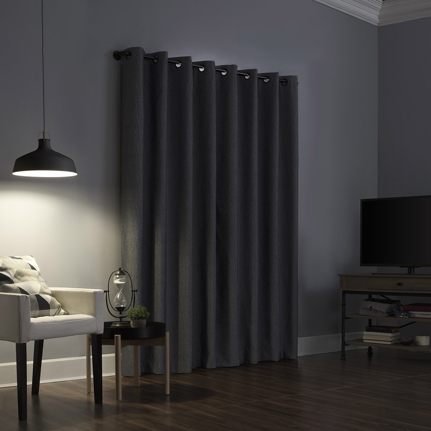 Sun Zero Noir Dimensional Thermal Extreme Grommet Top Energy Saving 100% Blackout Single Curtain Panel