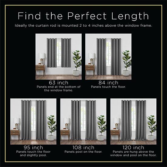 Fieldcrest Devin Flippable Stripe Cotton Chambray Rod Pocket Energy Saving 100% Blackout Single Curtain Panel