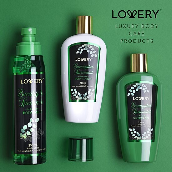 LOVERY™ Eucalyptus Spearmint Travel Set - 3pc Bath And Body Kit